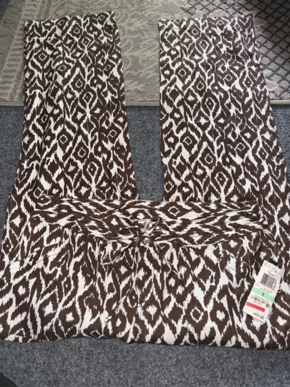INC International Concepts Brown & White Patterned Wide-Leg Pants